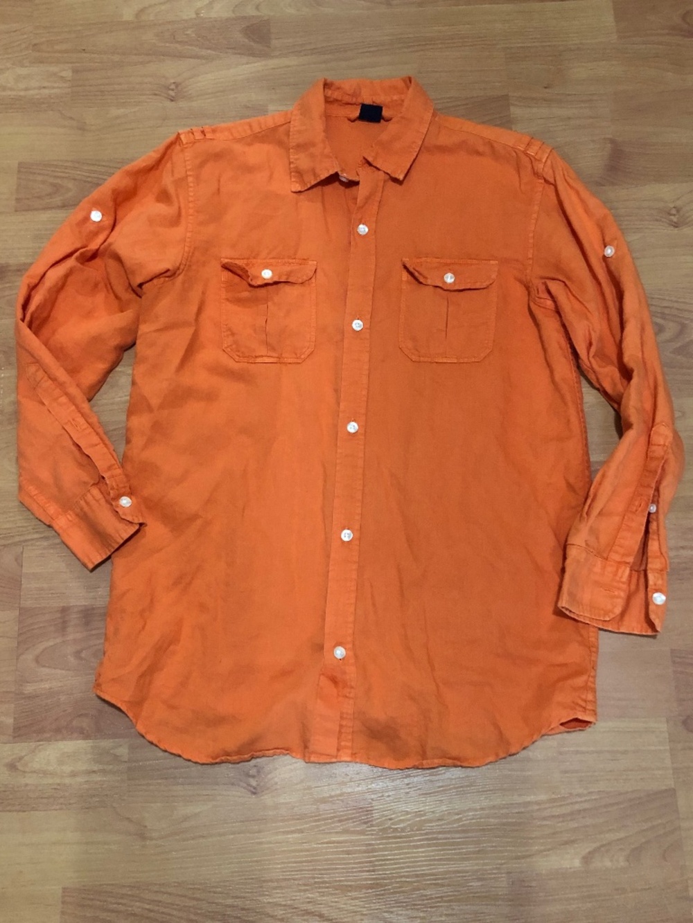 GapKids XXL 14/16 linen/cotton button down shirt orange